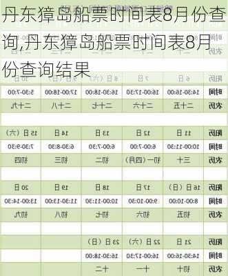丹东獐岛船票时间表8月份查询,丹东獐岛船票时间表8月份查询结果